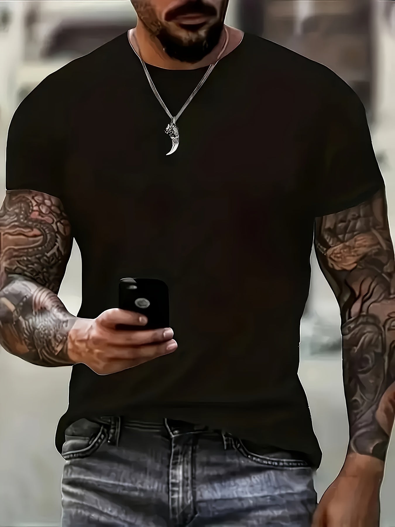 Men's Plus Size 3D Crazy Skull Print Slim Fit Short Sleeved Top, Suitable For Tall And Strong Men, Men's Clothing