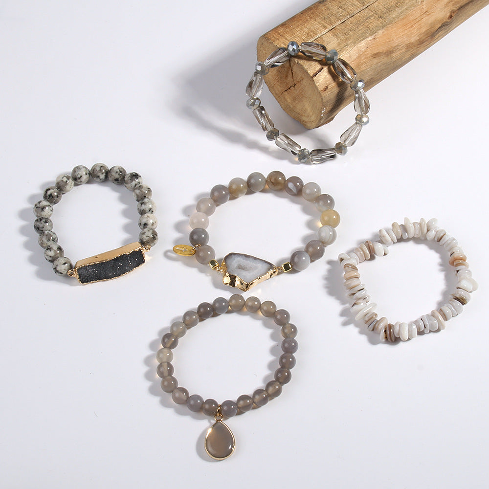 Women's Natural Pink Crystal Glass Crystal Cluster Bracelet